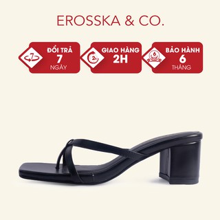 Dép cao gót Erosska xỏ ngón phối dây Hàn Quốc cao 5cm màu đen _ EM075