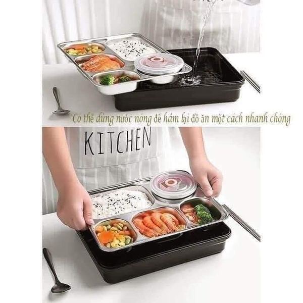 Hộp Đựng Cơm Văn Phòng 5 Ngăn Lunch Box Cao Cấp - Khay Đựng Cơm Có Nắp Giữ Nhiệt Chống Tràn Tiện Lợi