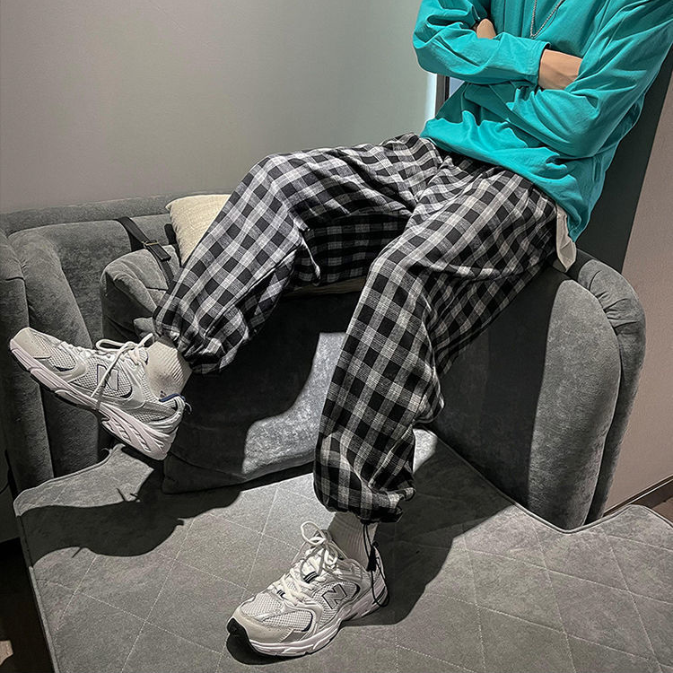 quần ống rộng Lưng Cao Kẻ Sọc Caro 5 Màu Lựa Chọn Cho Nữ