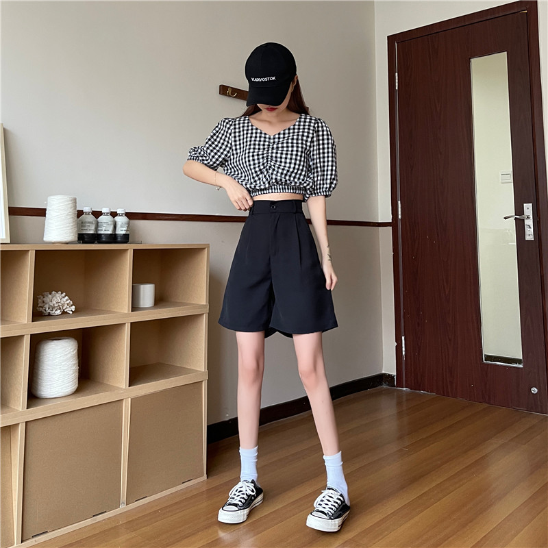 SUXI Quần Short Nữ Lưng Cao Thời Trang Hàn