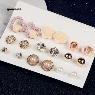 Set 9 đôi bông tai hoa xinh xắn