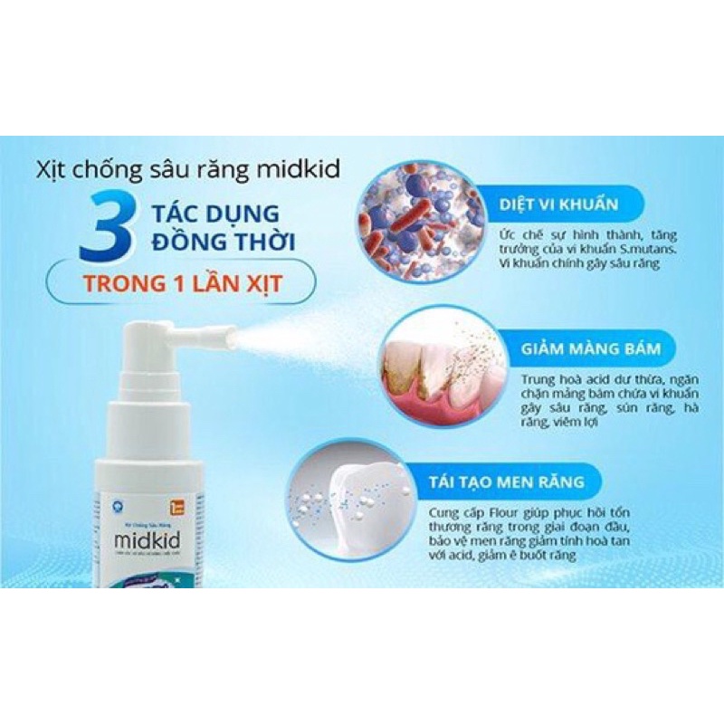 Kem Đánh Răng Dạng Xịt Chống Sâu Răng Midkid 30Ml