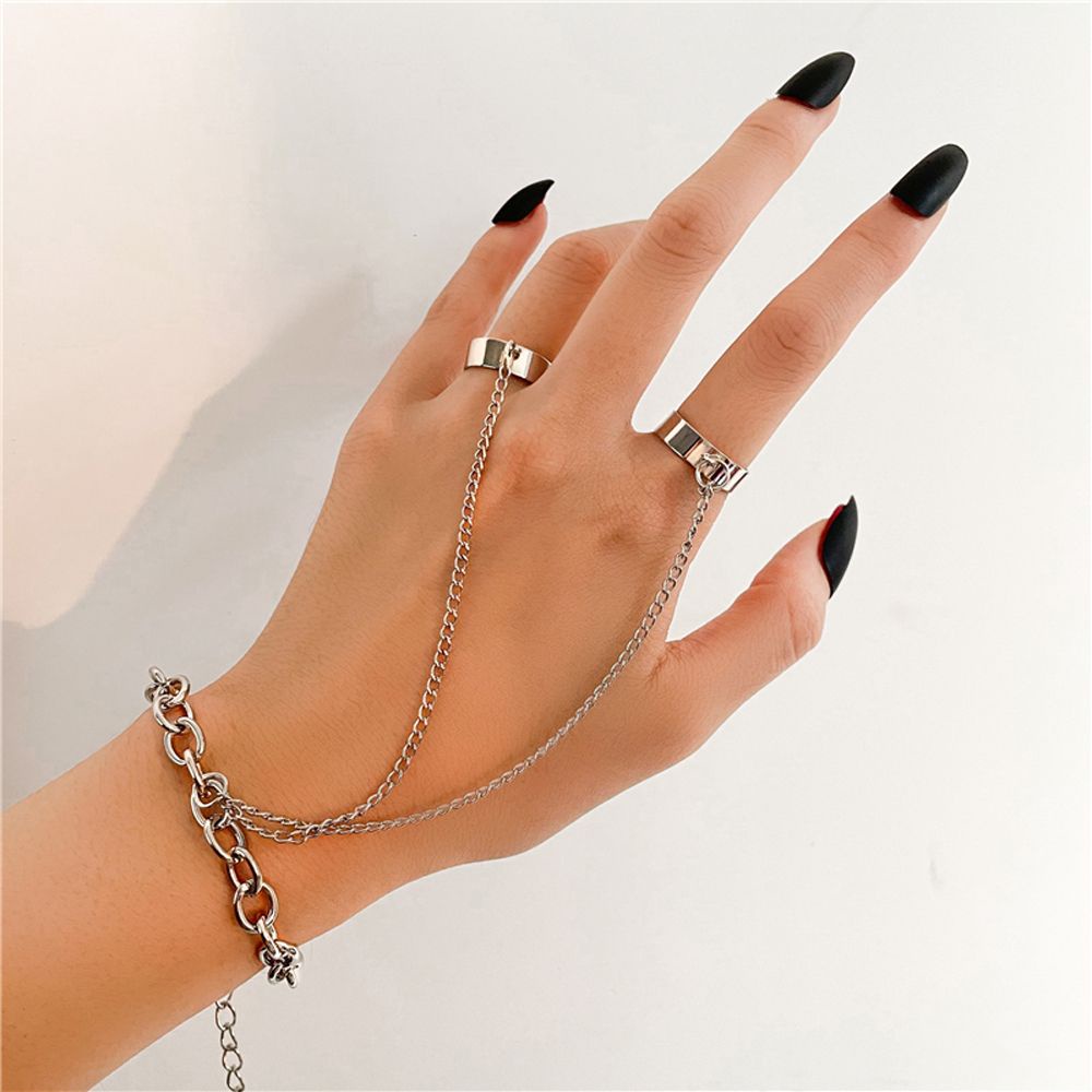 Vòng đeo tay nối liền nhẫn kiểu chuỗi xích trang trí bươm bướm phong cách Hàn Quốc đơn giản độc đáo dành cho nữ