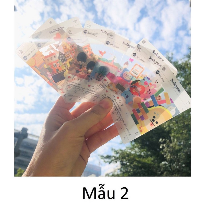 Set card nhựa linh vật BTS instagram - trong suốt