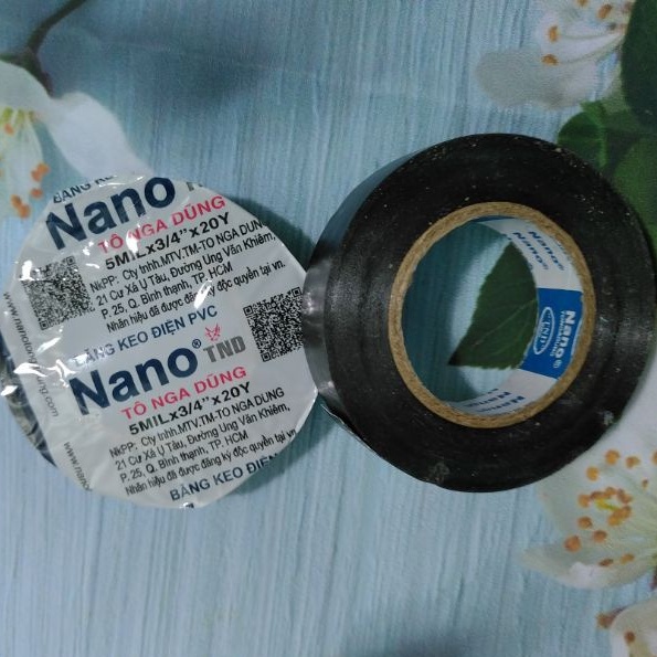 Băng keo cách điện nanoco, băng dính điện Tô Nga Dũng màu đen x 20Y