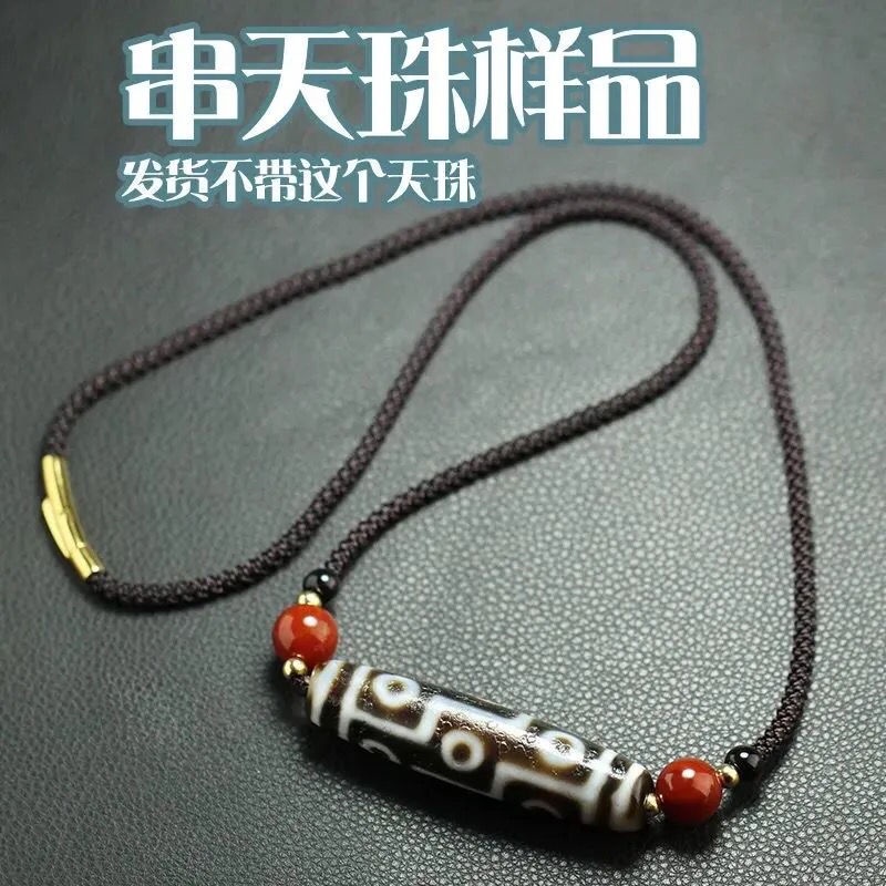 Dzi Dây Đeo Chuỗi Hạt Phật Giáo Handmade Lỗ Nhỏ Chuyển Đổi Lỗ Nhỏ Bằng Đá Ngọc Bích Màu Vàng / Bạc Làm Bằng Tay