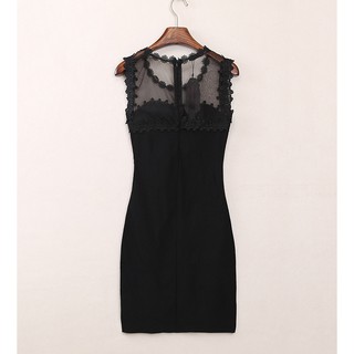 Đầm ôm body phối ren hoa ngực - 17986-165