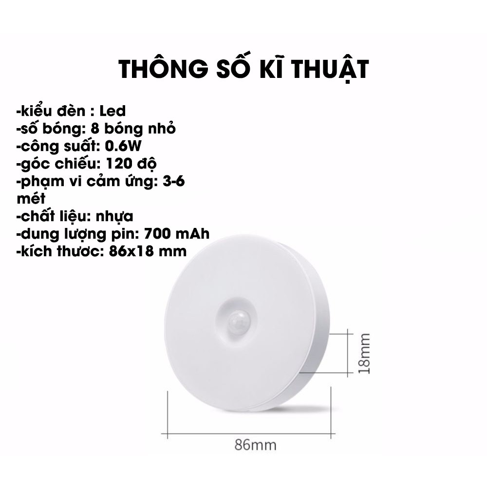 Đèn led cảm ứng sạc pin tích điện tiện lợi đèn ngủ cảm ứng chuyển động thông minh giá rẻ