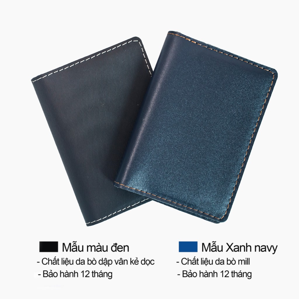 Card holder da bò V131, ví đựng thẻ name card da thật nhỏ gọn, bảo hành 12 tháng