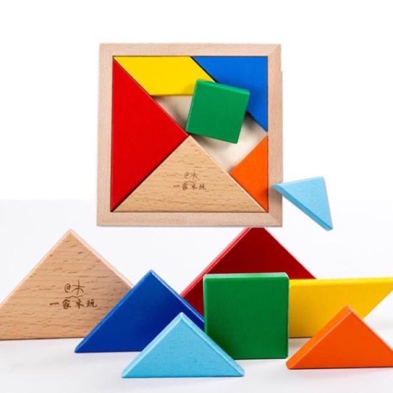 [SIÊU TRÍ TUỆ] Đồ Chơi Xếp Hình, Xếp Gạch Trí Tuệ Tangram Bằng Gỗ - BEOFAMILY - Nhỏ gọn, dày 1.2cm, nhiều màu