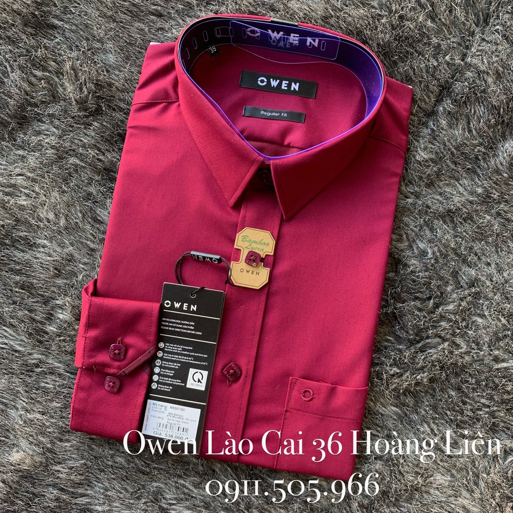 OWEN - Áo sơ mi dài tay Owen regular fit màu đỏ đô AR 80776 | BigBuy360 - bigbuy360.vn