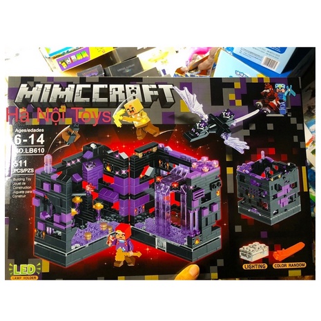 Xếp Hình Lego Minecraft LB610 - Thành Phố Bóng Tối Rồng Ender Có Đèn Led 511 Mảnh Ghép