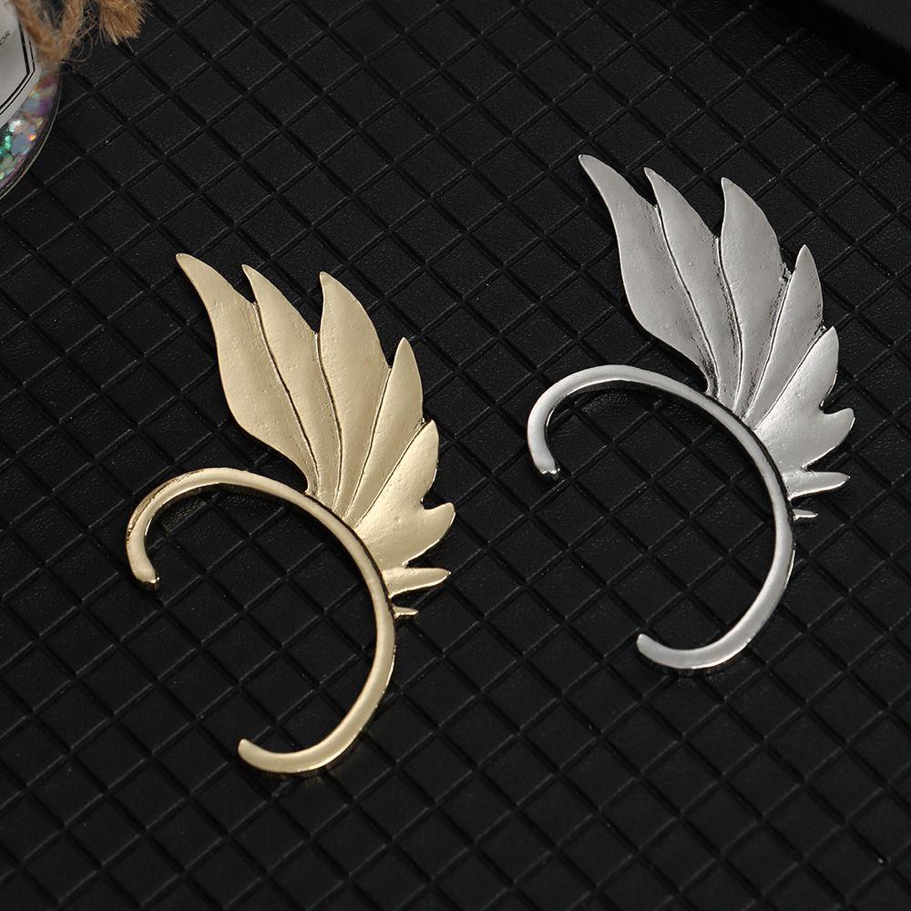 Khuyên Kẹp Vành Tai Không Cần Xỏ Lỗ Hình Cánh Thiên Thần Bằng Kim Loại Phong Cách Punk