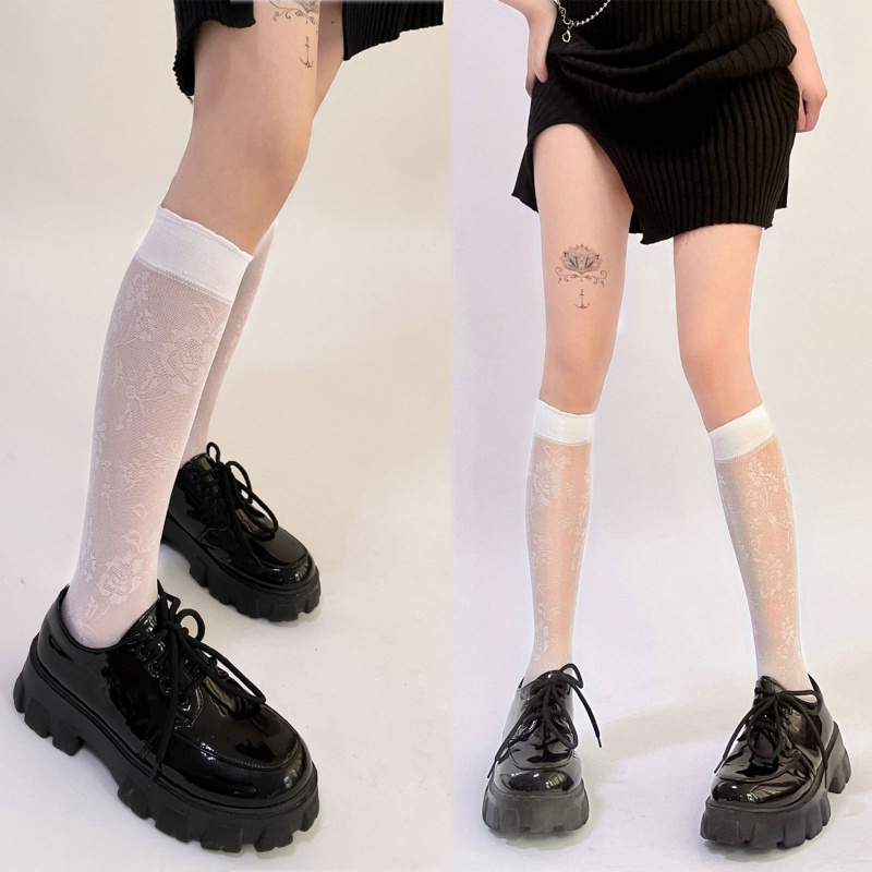 Vớ Lưới Xuyên Thấu Họa Tiết Hoa Hồng Phong Cách Lolita Pháp Thời Trang Cho Nữ