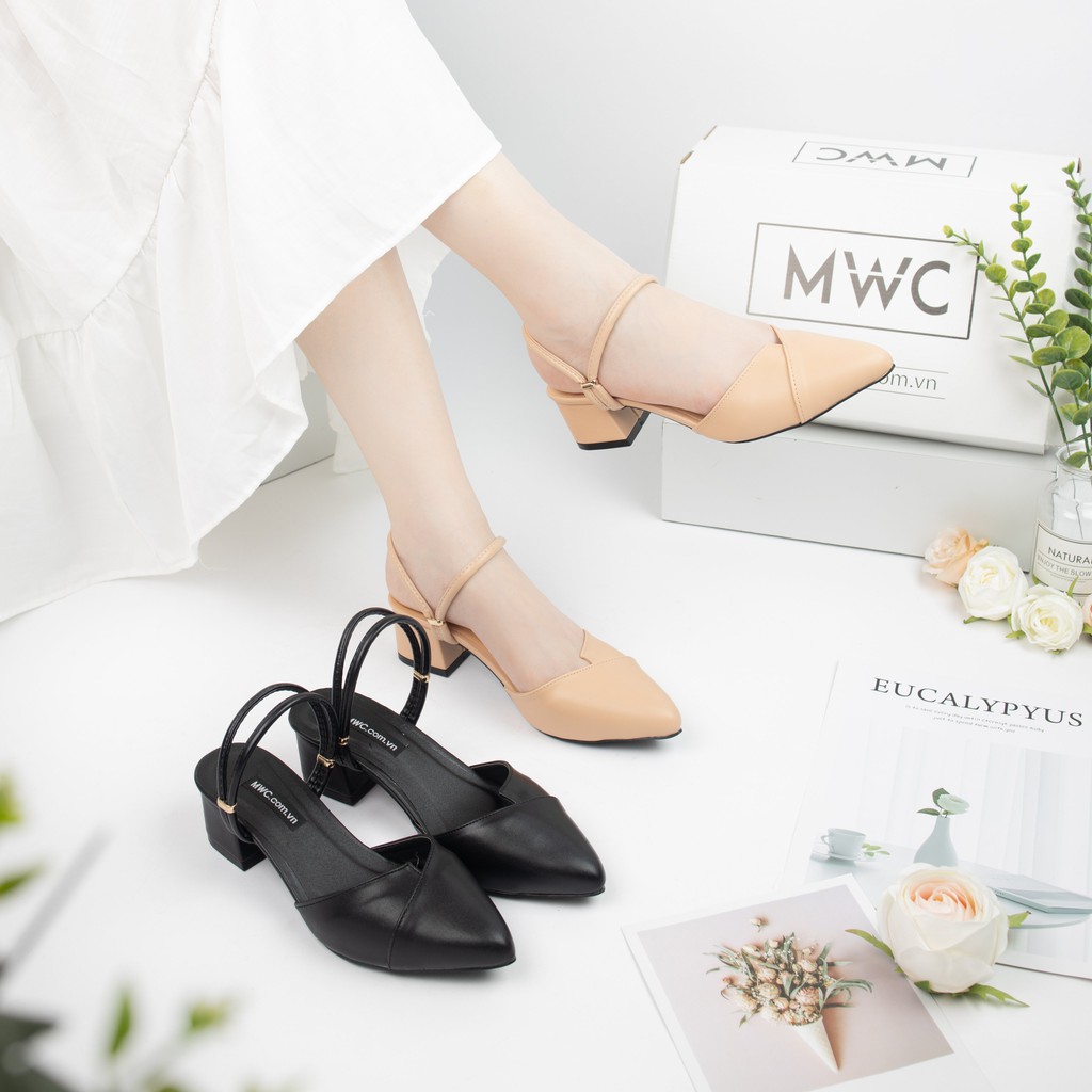 Giày Cao Gót MWC Đế Vuông 5CM Bít Mũi Quai Hậu NUCG-3816