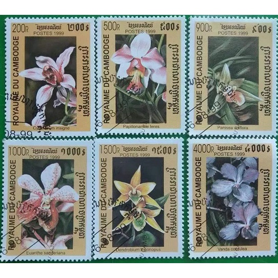 Tem sưu tập Tem CTO Cambodia hoa lan 1999 ( 6 tem )