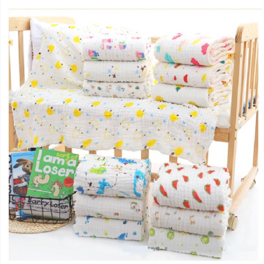 Khăn tắm xô cotton 6 lớp cho bé - [Túi zip xịn xò - kích thước 110cm x 100cm] - Khăn xô xuất nhật siêu mềm