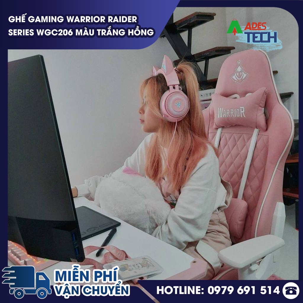 Ghế Gaming WARRIOR Raider Series WGC206 Màu Trắng Hồng | Bảo Hành Chính Hãng 12 Tháng