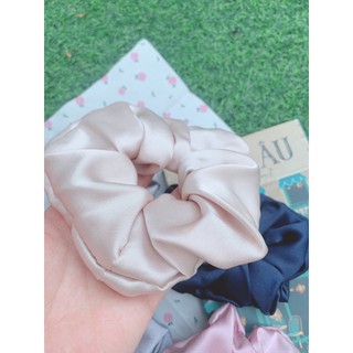 Dây buộc tóc, cột tóc scrunchies lụa trơn phi to size 12cm nhiều màu siu to lụa - CT_LUA