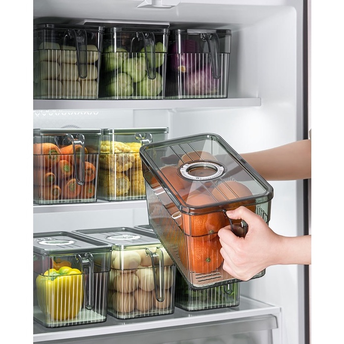 Hộp Đựng Thực Phẩm Tủ Lạnh, Hộp Bảo Quản Hành Tỏi Rau Củ Có Móc Treo Dán Tường Tiện Lợi