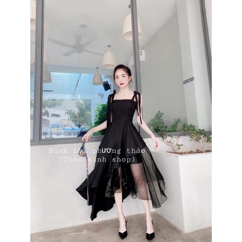 Đầm 2 dây xoè phối lưới lệch tà công chúa cao cấp- HÀNG THIẾT KẾ CAO CẤP - HÀNG AN ĐÔNG | BigBuy360 - bigbuy360.vn