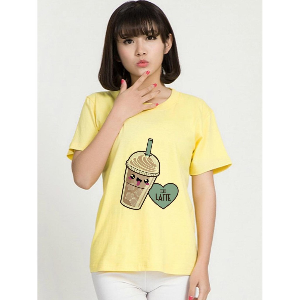 ÁO THUN NAM NỮ AT2393 TRÀ SỮA ICED LATTE ART FOOD THỜI TRANG AOMI unisex PHONG CÁCH CÁ TÍNH ĐẸP