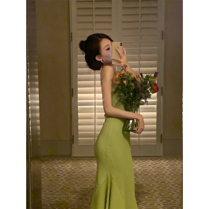 Đầm đuôi cá QKOOLE ôm dáng không dây gợi cảm thời trang Hàn Quốc cho nữ