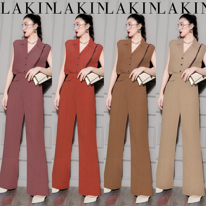 Bộ đồ dài 💕FREESHIP💕 Set nguyên bộ quần dài ống suông áo sơ mi xinh xắn TJ1187
