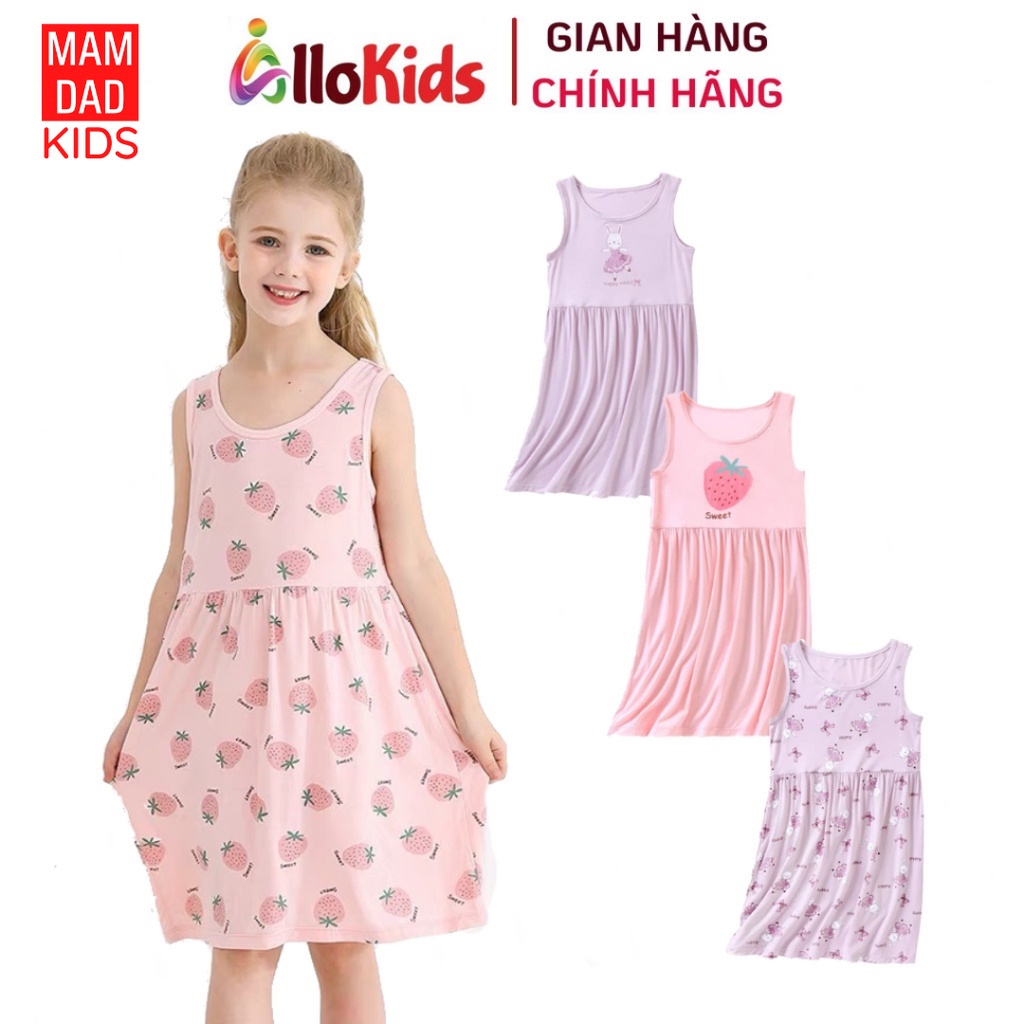 12 - 53kg Váy, đầm ba lỗ, sát nách cho bé gái hàng hãng Mamdadkids hồng dâu