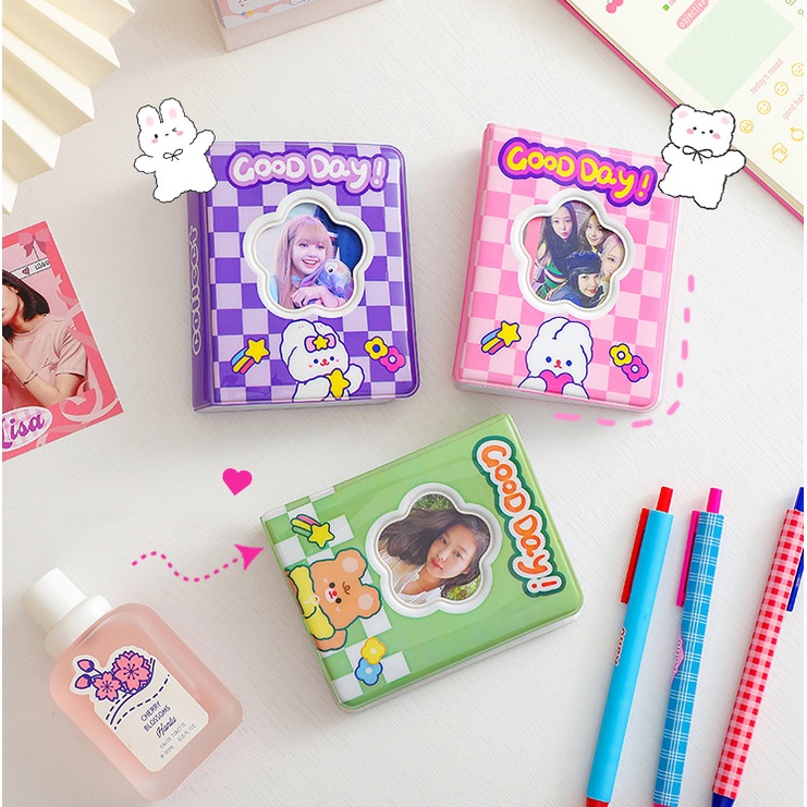 Cuốn Album Ảnh 3 Inch Mini Họa Tiết Hoa Xinh Xắn Giá Đỡ