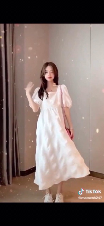 [GIÁ SỈ] Váy trắng cổ vuông tay bồng tiểu thư - Đầm trắng dáng dài | BigBuy360 - bigbuy360.vn