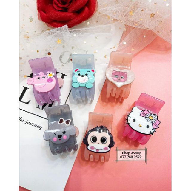 Kẹp tóc càng cua đính icon hoạt hình nổi - style Peppa