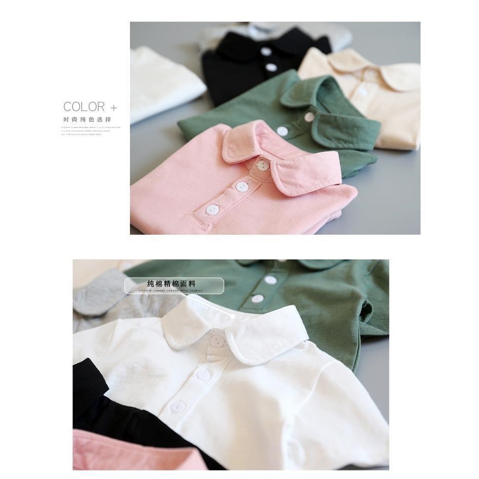 Áo thun polo bé trai gái chất phông cotton trơn cổ bẻ Xuất Dư
