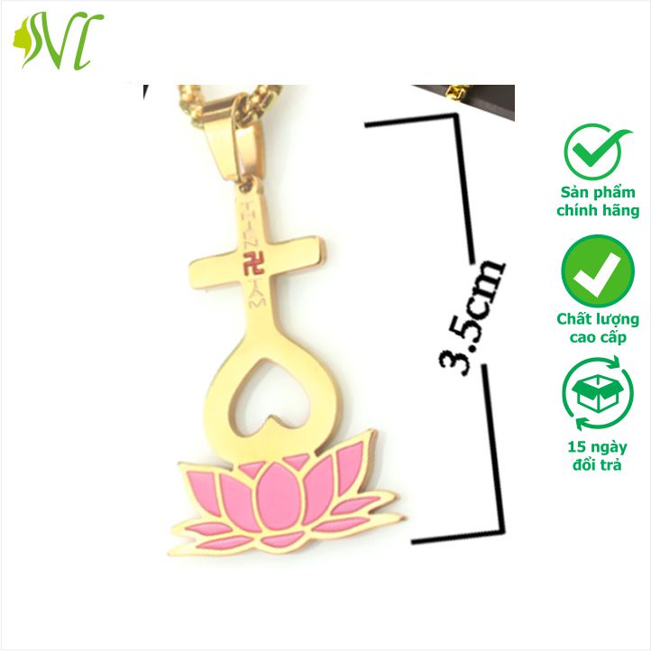 Dây chuyền thiên tâm đạo mạ vàng hồng Người Đẹp Vì Lụa không đen không gỉ xài nước tốt