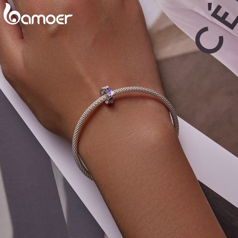 Hạt phụ kiện BAMOER SCC2212 bạc 925 kiểu hoa thời trang để làm trang sức