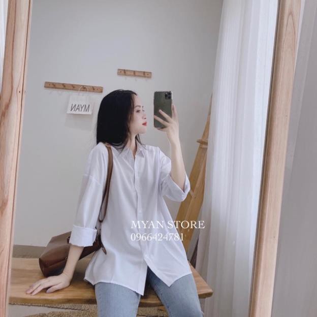 Sơ mi trắng tay dài trơn