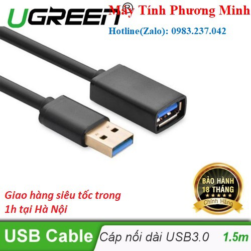 Dây Nối Dài USB 3.0 dài 1,5m Cao Cấp Ugreen 30126 - Hàng chuẩn chính hãng