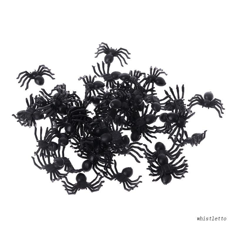 50 Con Nhện Giả Bằng Nhựa Màu Đen Trang Trí Halloween