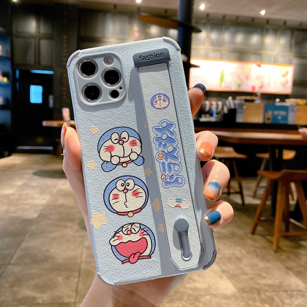 Ốp Điện Thoại Da Cừu Hình doraemon Có Dây Đeo Cho Iphone 14 13 12 pro MAX 11 pro MAX XS MAX XR X 7 8PLUS