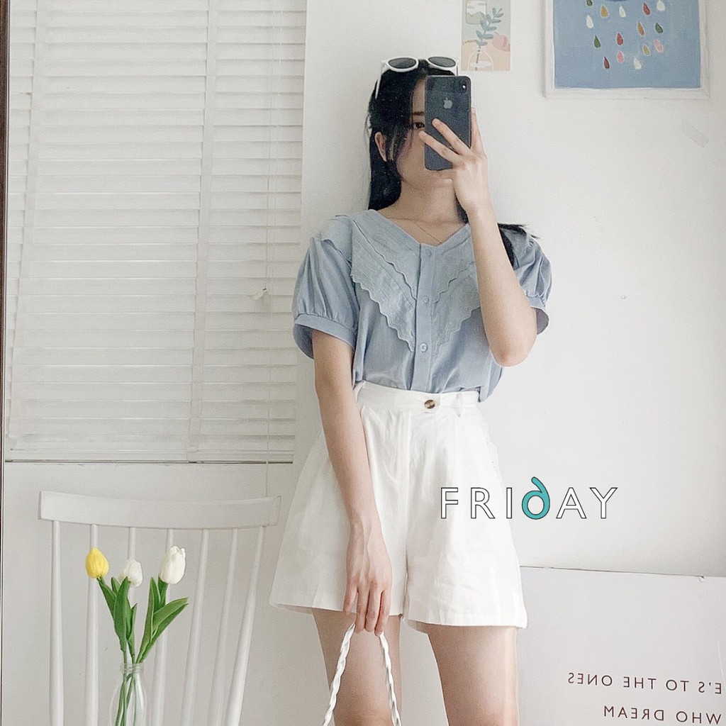 Quần sooc nữ freesize quần short đùi khuy lệch chất thô mêm Friday | BigBuy360 - bigbuy360.vn