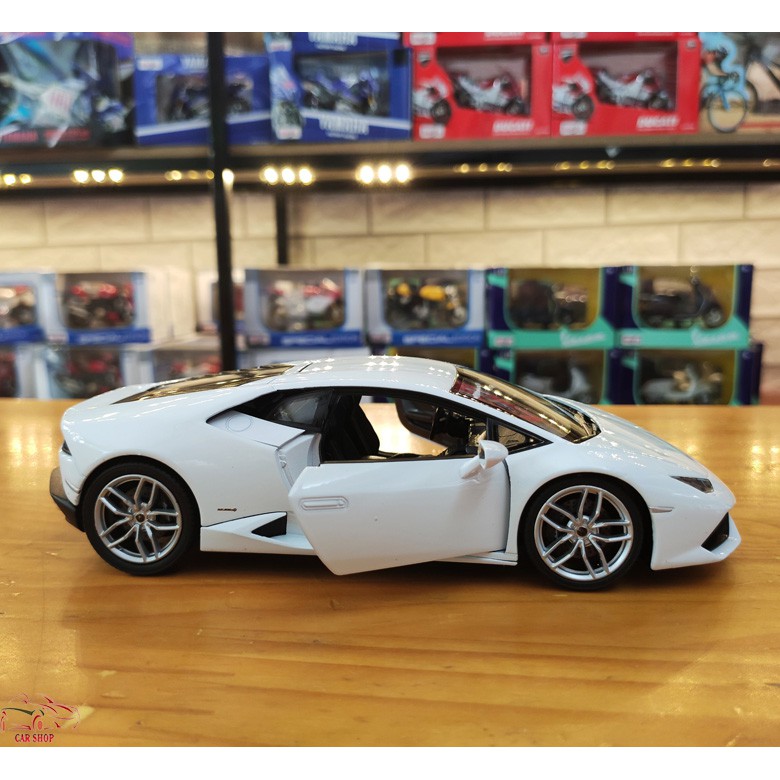 Mô hình xe hợp kim Lamborghini-Huracan LP610 tỉ lệ 1:24 màu trắng