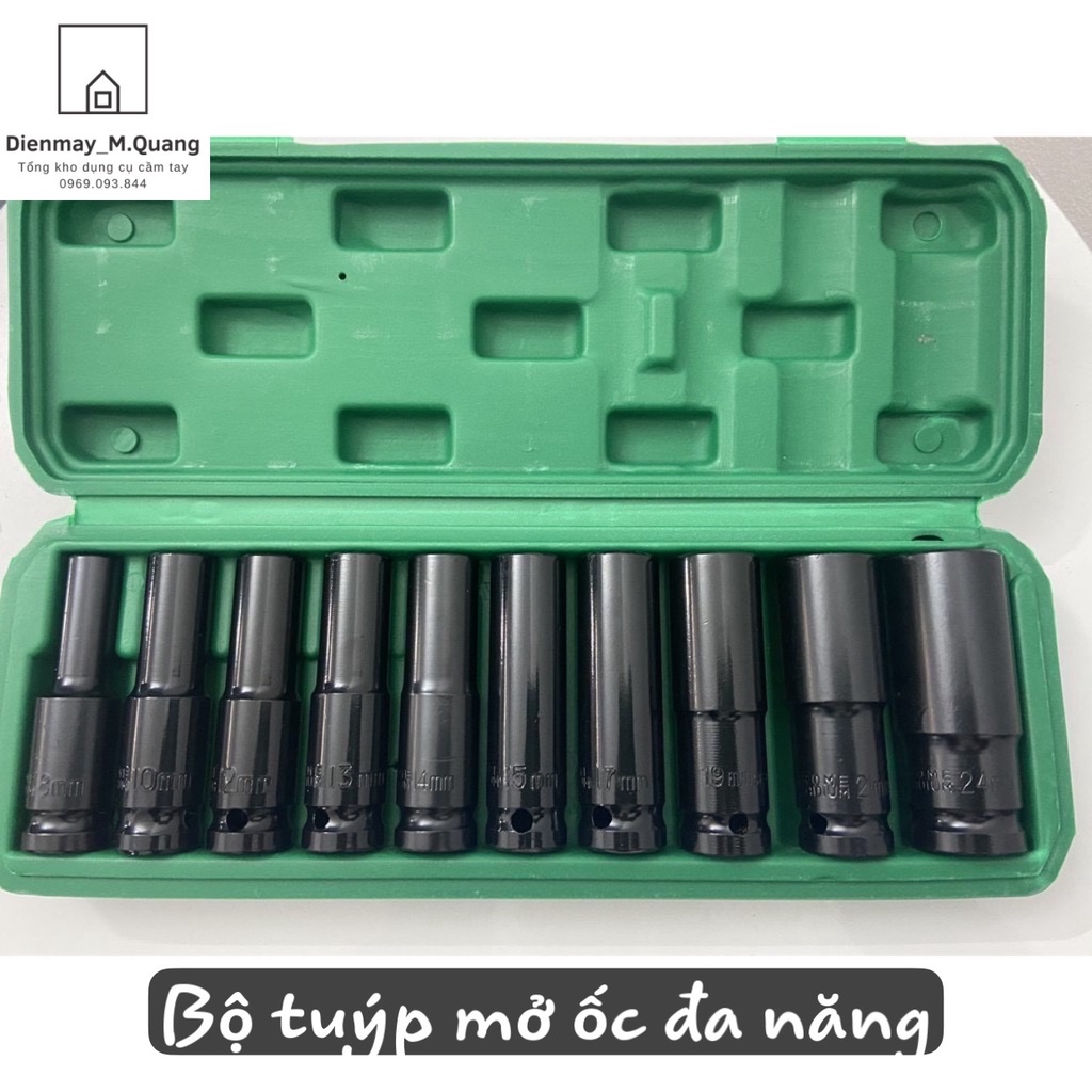 Bộ khẩu bulong dài 8-10-12-13-14-15-17-19-21-24 cao cấp - chống han rỉ - chống vỡ