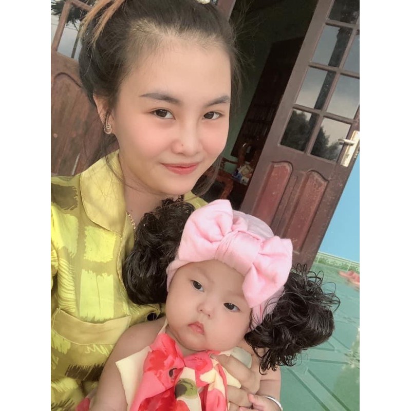 MŨ tóc giả kèm nơ xinh xắn (5-10kg)