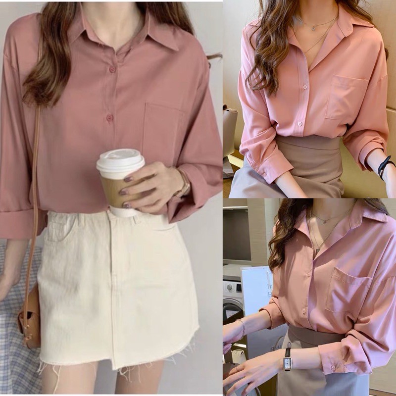 [Ảnh thật/Video] Áo sơ mi Afica nhiều màu trơn vintage lụa tăm áo sơ mi Quảng Châu | BigBuy360 - bigbuy360.vn