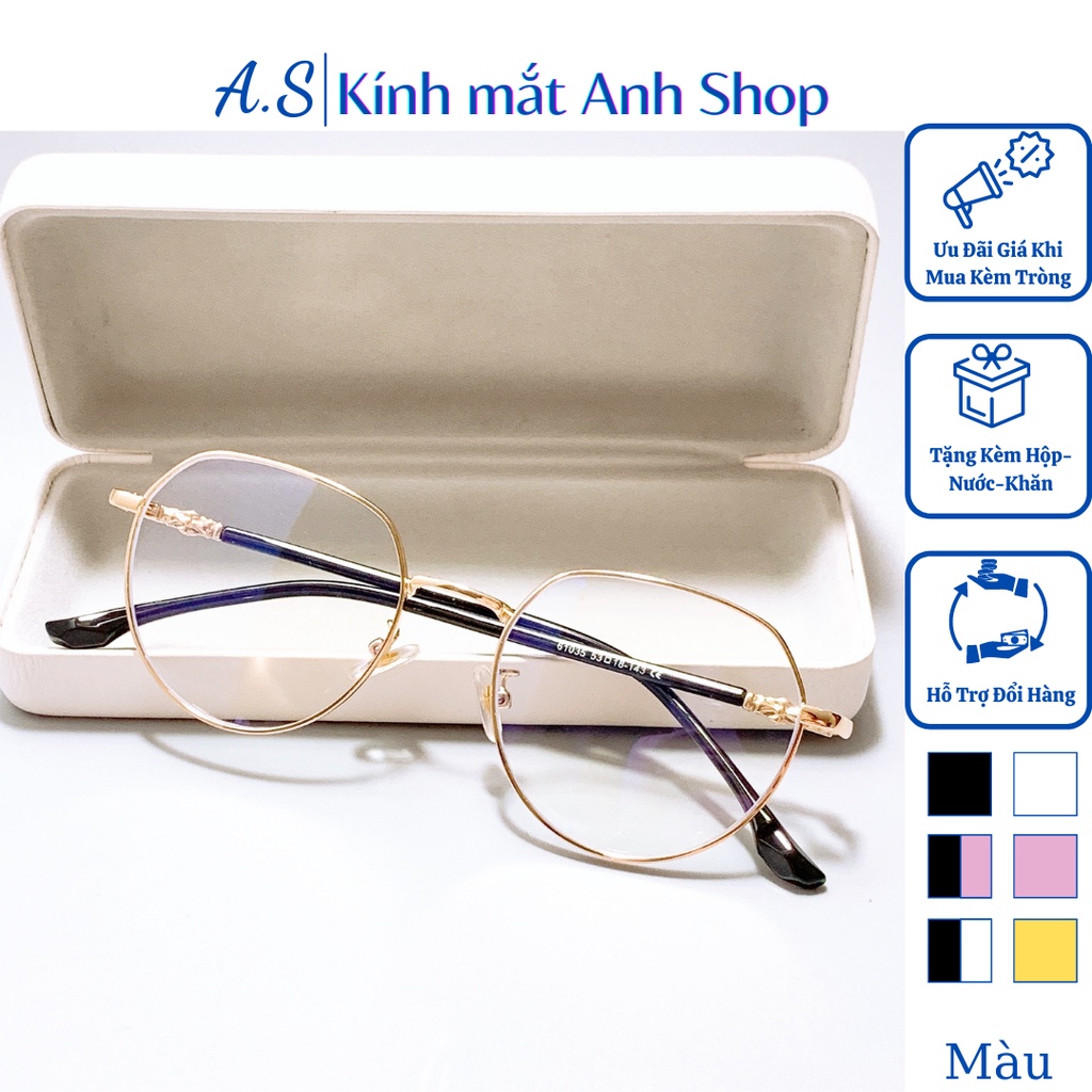 Kính kim loại thời trang nam nữ gọng kính tròn 61035A - 5285A