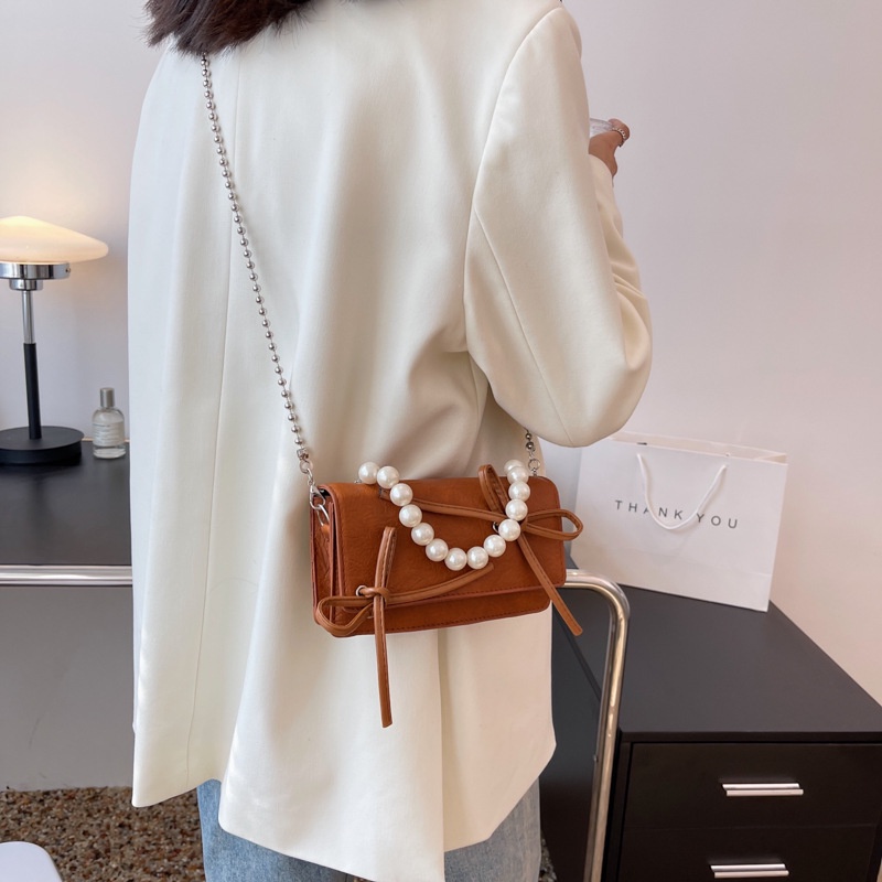 Túi đeo chéo vai IELGY đính hạt ngọc trai giả thời trang dành cho nữ