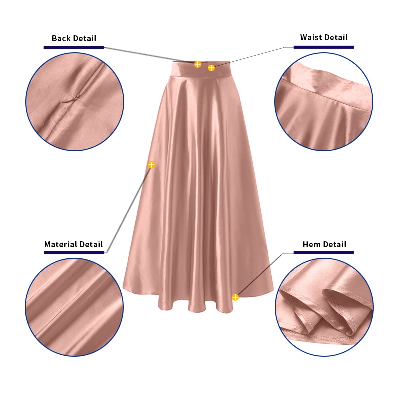 Chân váy maxi ZANZEA vải satin lưng cao co giãn có khóa kéo thanh lịch cho nữ