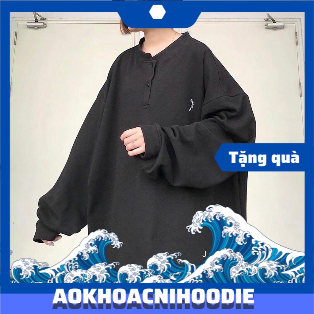 Áo thu đông nam nữ , áo sweater form rộng cổ tàu màu xám dáng ulzzang unisex Freeship