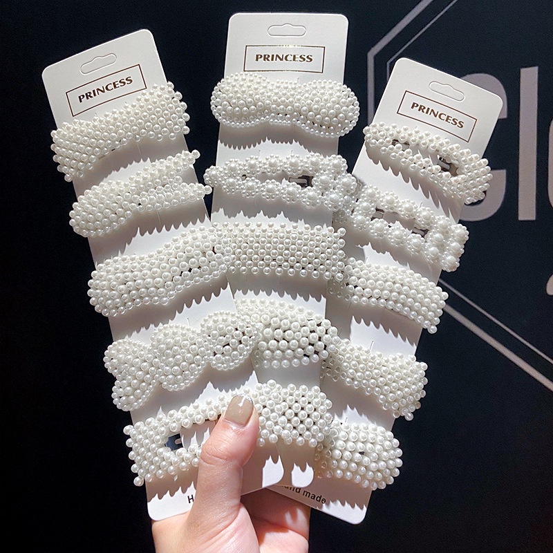 Kẹp Tóc Đính Ngọc Trai Trắng Phong Cách Cổ Điển Thanh Lịch Cho Nữ