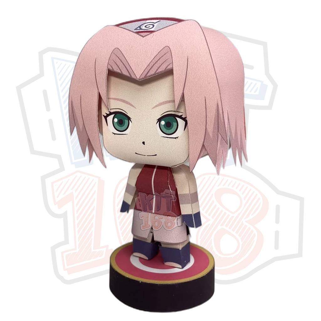 Mô hình giấy Anime Chibi Sakura - Naruto + kit hộp trang trí